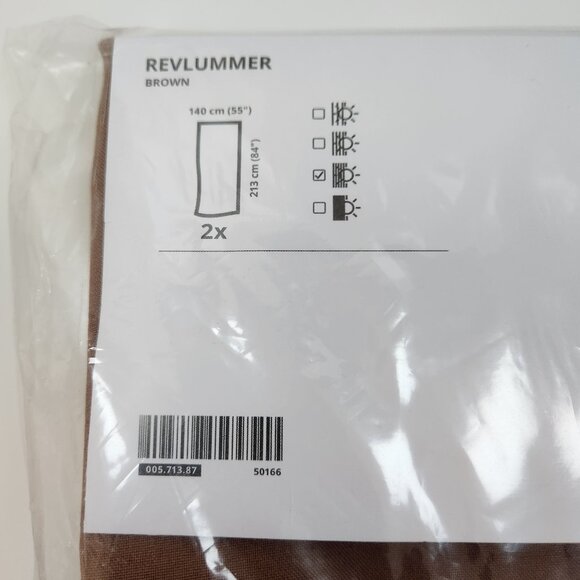 NEW Ikea Revlummer Brown Curtains 1 Pair (2 Panels) 55" x 84" 005.713.87 Solid X - Picture 2 of 7